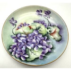 Vintage CT Altwasser Germany Decorative Print Plate Purple Violet Gold Rim Plate